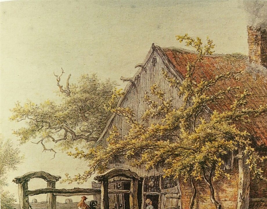 Beilen - smidse - schilderij van Egbert van Drielst uit 1805 . Vermoedelijk de smederij van Leffert Everts aan het Hekeinde.
