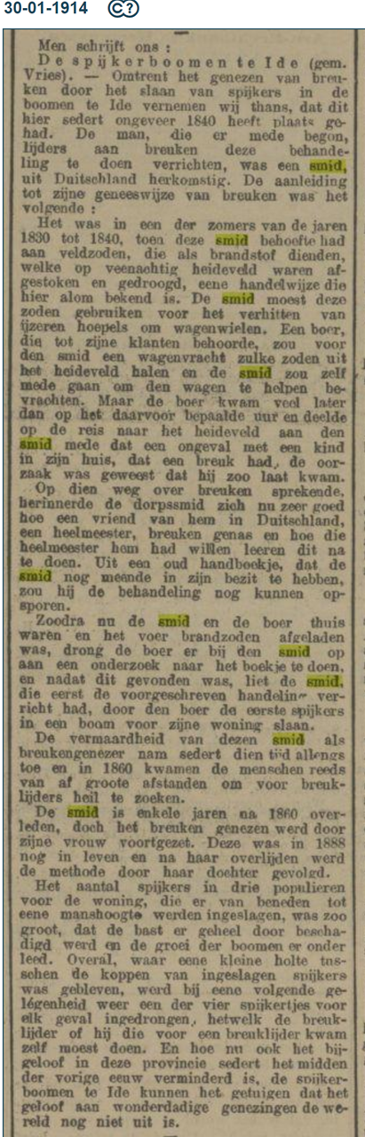 Yde - smid Geert Willem Nijenhuis (v/h Niehaus) uit Duitsland afkomstig.