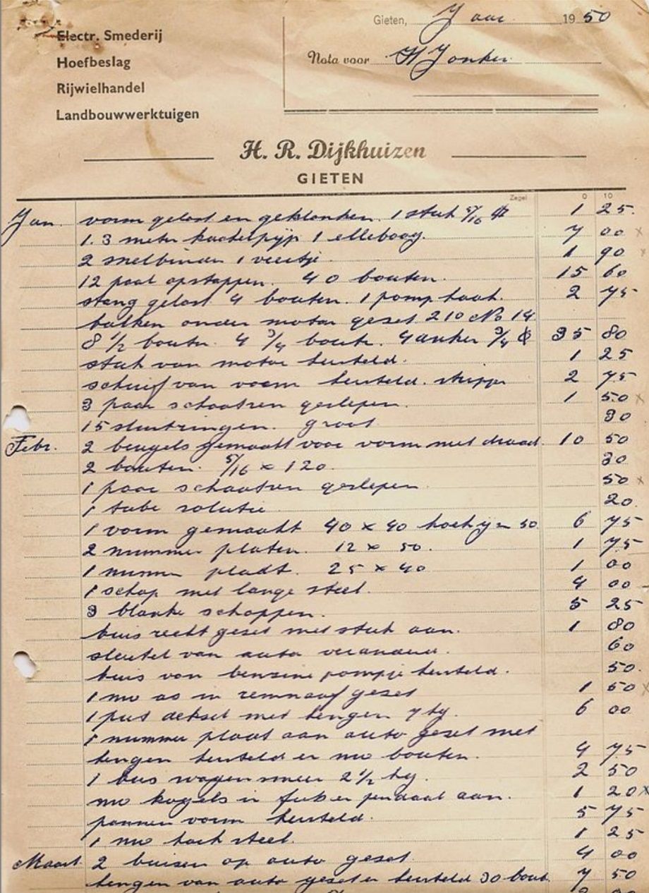 Gieten - Dijkhuizen 1950 1e blz.